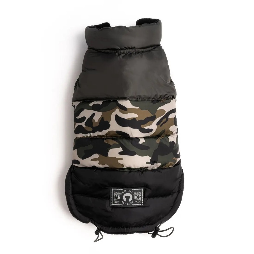FAB DOG COLOR BLOCK PUFFER IN CAMO COLOR BLOCK SIZE 14 Inches (for small dogs)